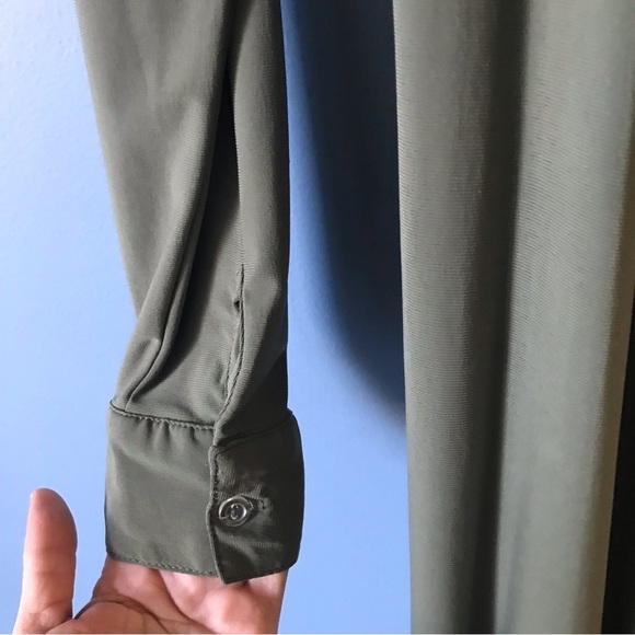 Shabby apple olive green long sleeves maxi wrap dress size 12 basic fall neutral - Picture 5 of 14